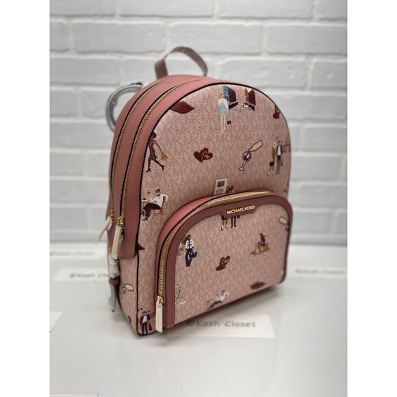 Michael Kors backpack jaycee large pocketbook girls printed DK powder blush mlt main image 4